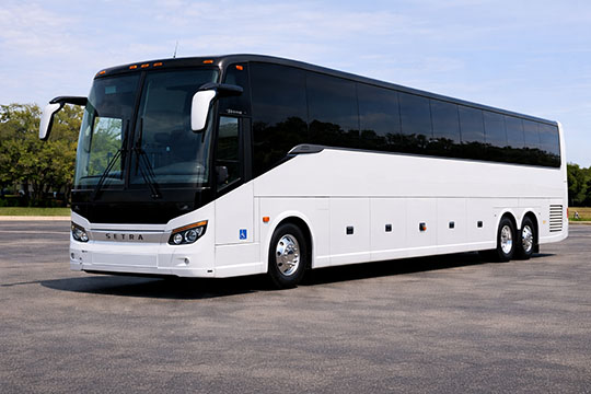 56-passenger charter bus rental Claremore TX